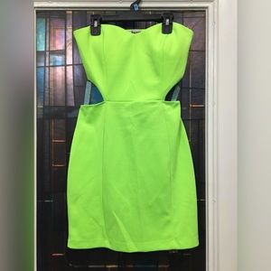 Neon strapless cutout dress